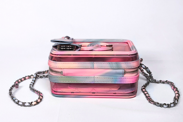 Load image into Gallery viewer, CHANEL Pink PVC & Multicolor Patent Leather CC Vanity Case
