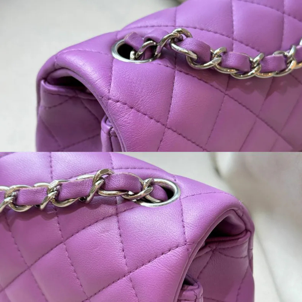 将图片加载到图库查看器,CHANEL Vintage Purple Lambskin Classic Flap Bag