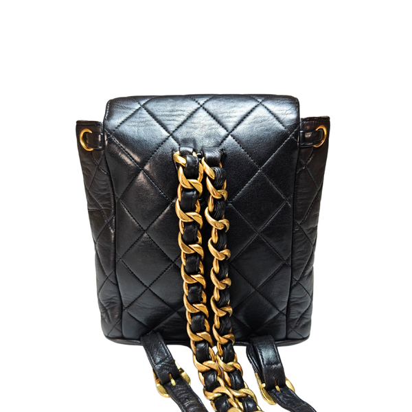 画像をギャラリービューアに読み込む, CHANEL ヴィンテージ マトラッセ ミニドゥーマ ブラック バックパック