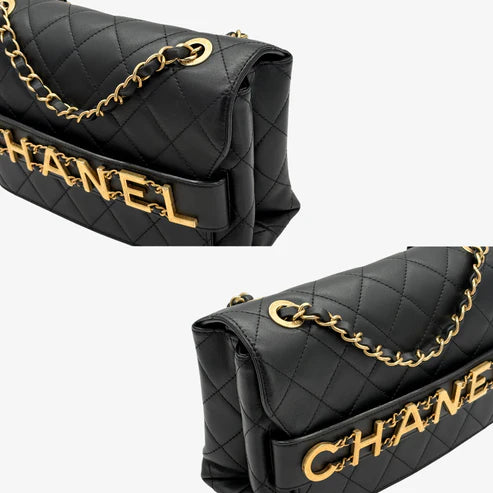 将图片加载到图库查看器,CHANEL Vintage Black Calfskin Enchained Flap Bag