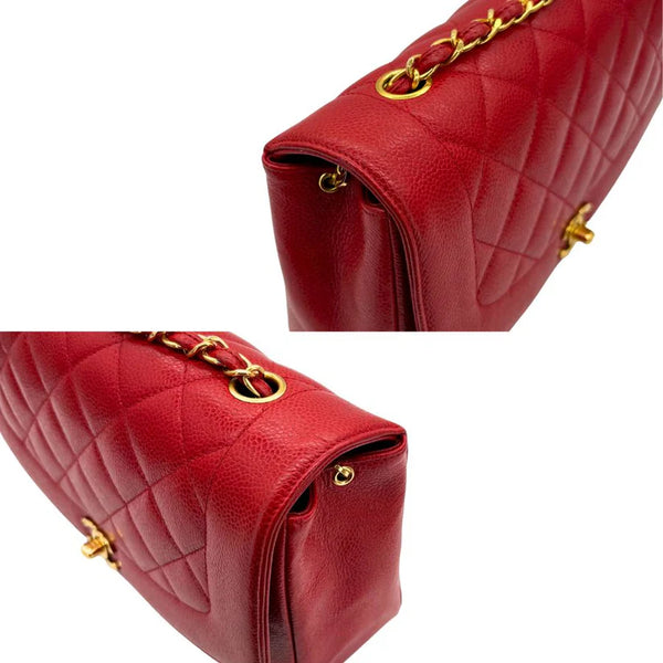 将图片加载到图库查看器,CHANEL Vintage Red Caviar Leather 25cm Diana Flap Bag