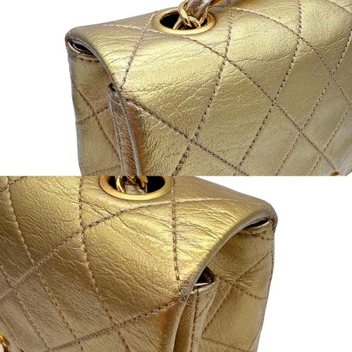 将图片加载到图库查看器,CHANEL Vintage Gold Lambskin 20cm Mini Square Flap Bag