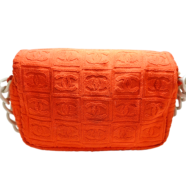 Load image into Gallery viewer, CHANEL Terry Cloth Orange Flap Bag