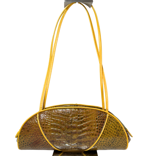 이미지를 갤러리 뷰어에 로드 , Dior Green Embossed Patent Leather Shoulder Bag Golden Dark Green