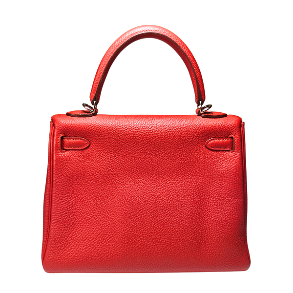 将图片加载到图库查看器,HERMES Kelly 25 Retourne Rouge Pivoine in Togo Leather Square R Stamp 2014
