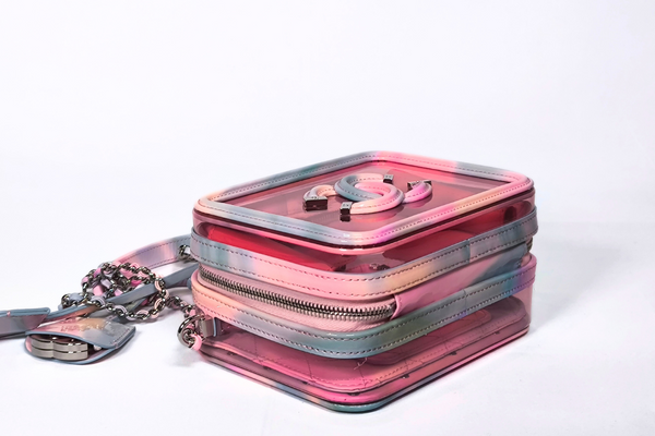 Load image into Gallery viewer, CHANEL Pink PVC & Multicolor Patent Leather CC Vanity Case