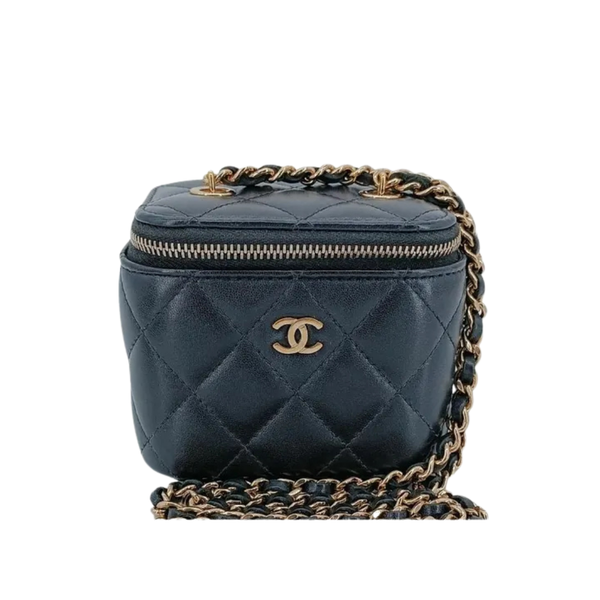 将图片加载到图库查看器,CHANEL Black Lambskin Mini Vanity Case Bag