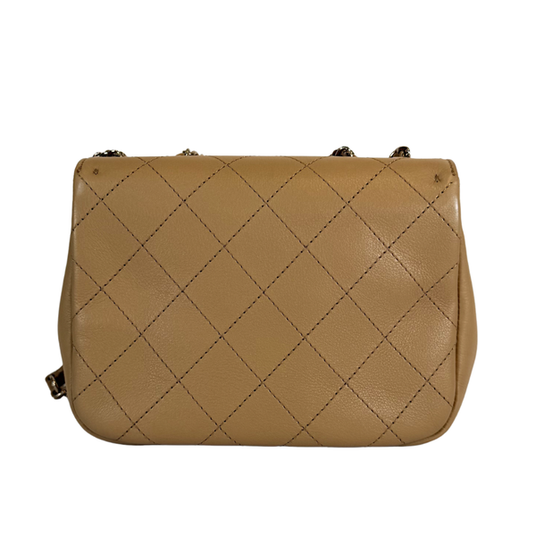 将图片加载到图库查看器,CHANEL Beige Quilted Leather Covered CC Small Crossbody Bag