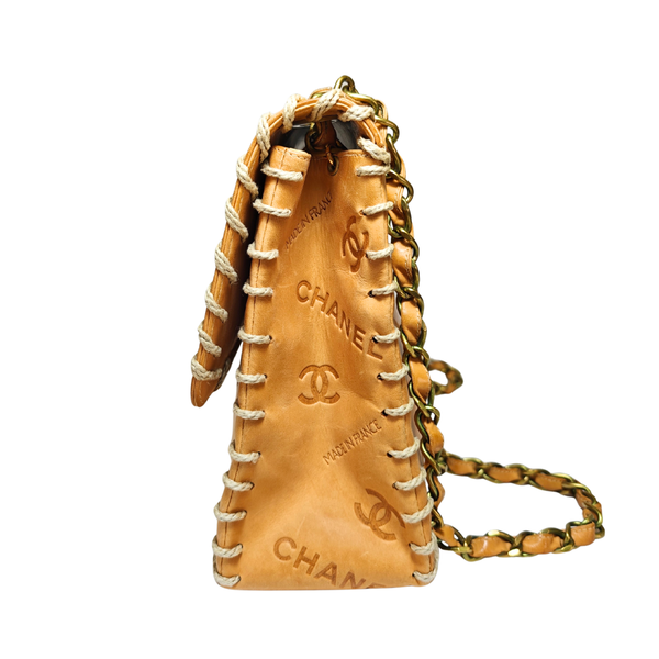 Load image into Gallery viewer, CHANEL Vintage Whipstitched Maxi Embossed Flap Bag