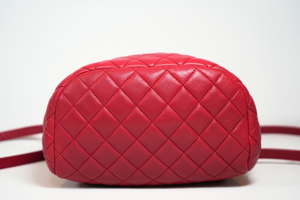 Load image into Gallery viewer, CHANEL Classic Red  Lambskin Matelasse Qilted Backpack