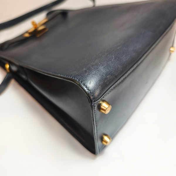 이미지를 갤러리 뷰어에 로드 , HERMES Kelly Sport MM Box Calf Black Shoulder Bag
