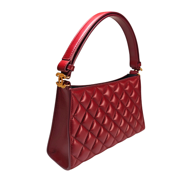 Load image into Gallery viewer, CHANEL Burgundy Shoulder Bag Coco Gold Hardware