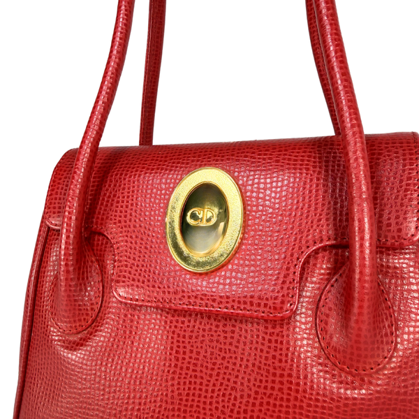 将图片加载到图库查看器,Dior CD Logo Red Leather Vintage Shoulder Bag