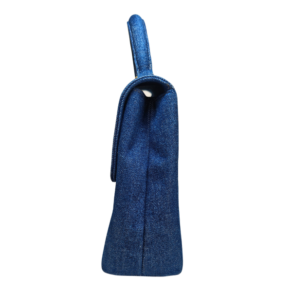 将图片加载到图库查看器,CHANEL 1997-1999 Blue Denim Kelly Handbag