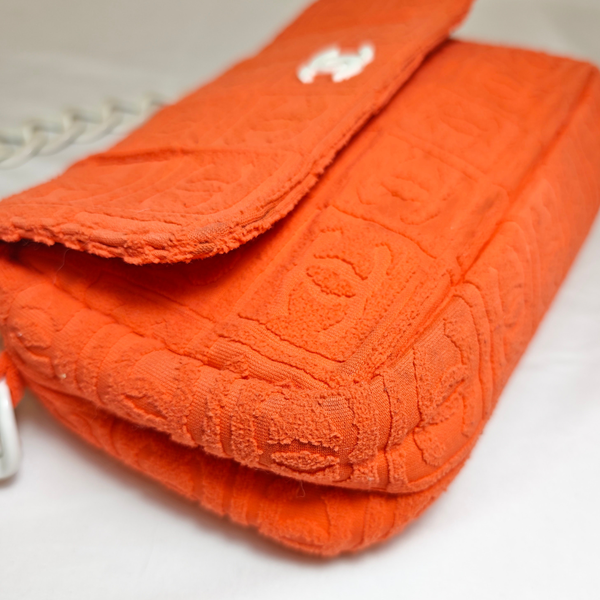 Load image into Gallery viewer, CHANEL Terry Cloth Orange Flap Bag