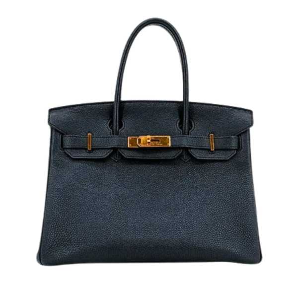 将图片加载到图库查看器,HERMES Birkin 30 Black Taurillon Clemence Leather Handbag
