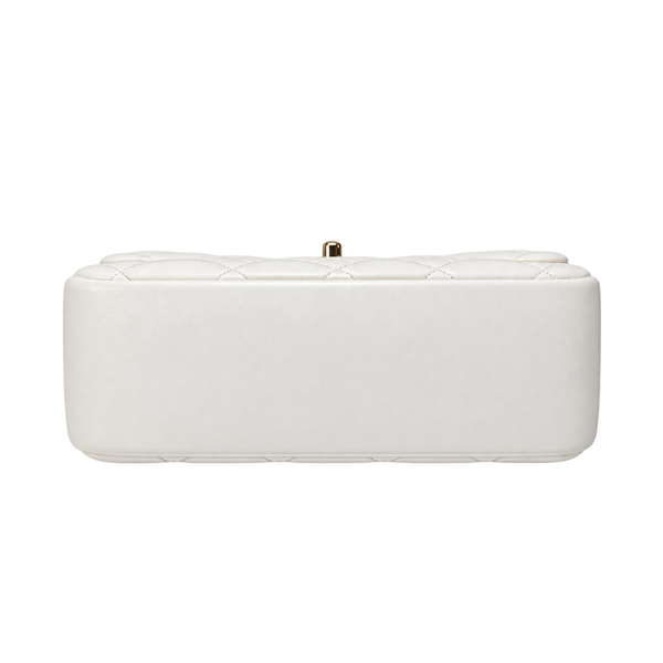 Load image into Gallery viewer, CHANEL Lambskin Top Handle Chain Shoulder Bag in White