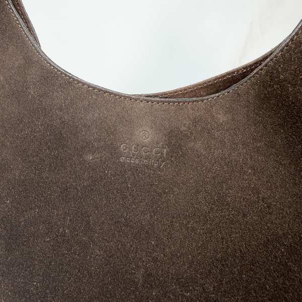 将图片加载到图库查看器,GUCCI Brown Suede Moon Shoulder Bag