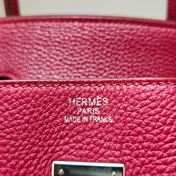 Load image into Gallery viewer, HERMES Birkin 35 Taurillon Leather Rouge Casaque Square O Stamp 2011