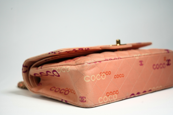 Load image into Gallery viewer, CHANEL COCO Classic Flap Bag Fabric Pink