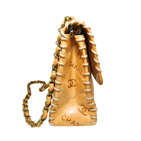 Load image into Gallery viewer, CHANEL Vintage Whipstitched Maxi Embossed Flap Bag