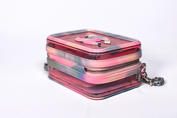 Load image into Gallery viewer, CHANEL Pink PVC & Multicolor Patent Leather CC Vanity Case