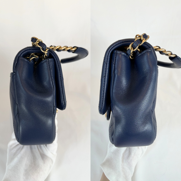 将图片加载到图库查看器,CHANEL Mini Navy Blue Lambskin In The Loop Flap