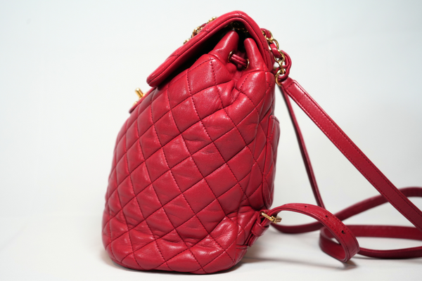 Load image into Gallery viewer, CHANEL Classic Red  Lambskin Matelasse Qilted Backpack