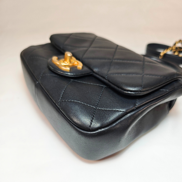 Load image into Gallery viewer, CHANEL Mini Black Lambskin In The Loop Flap