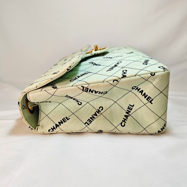 Load image into Gallery viewer, CHANEL Mint Green JUMBO LOGO Flap Bag