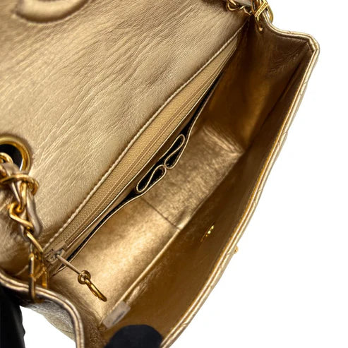 将图片加载到图库查看器,CHANEL Vintage Gold Lambskin 20cm Mini Square Flap Bag