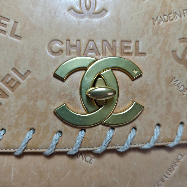 Load image into Gallery viewer, CHANEL Vintage Whipstitched Maxi Embossed Flap Bag