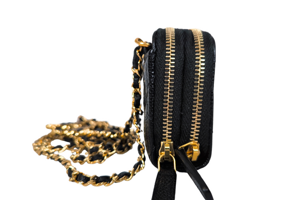 Load image into Gallery viewer, CHANEL Caviarskin Matelasse  Crossbody Chain Wallet Coin Case