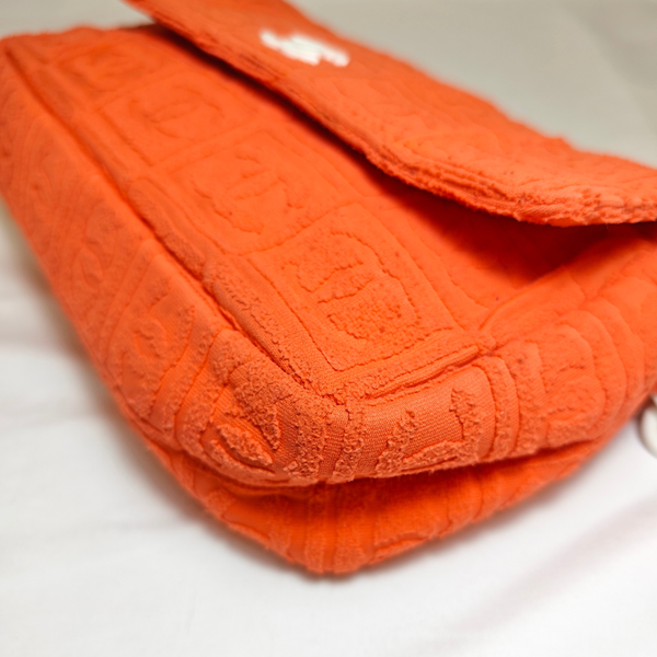 Load image into Gallery viewer, CHANEL Terry Cloth Orange Flap Bag