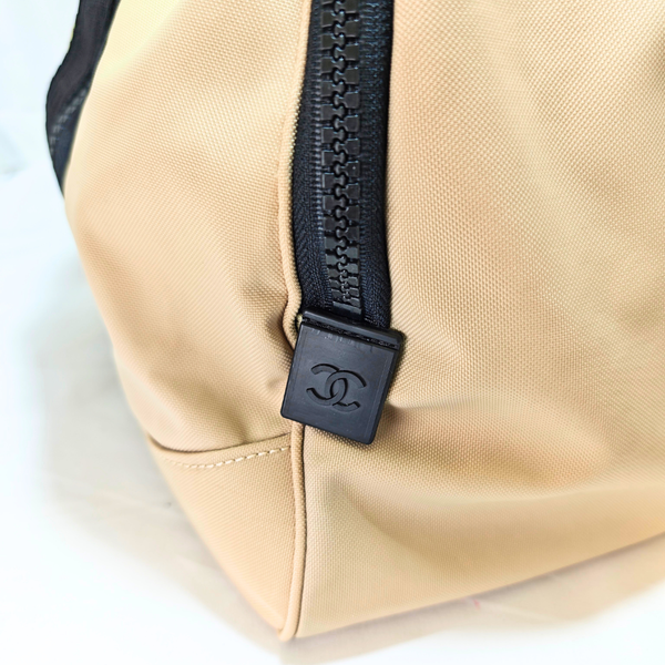 Load image into Gallery viewer, CHANEL Sport Line Boston Travel Nylon Duffle Bag Black Beige CC Logo