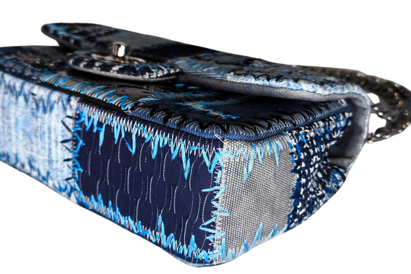 Load image into Gallery viewer, CHANEL Classic Single Flap Bag Multicolor Patchwork Denim Medium