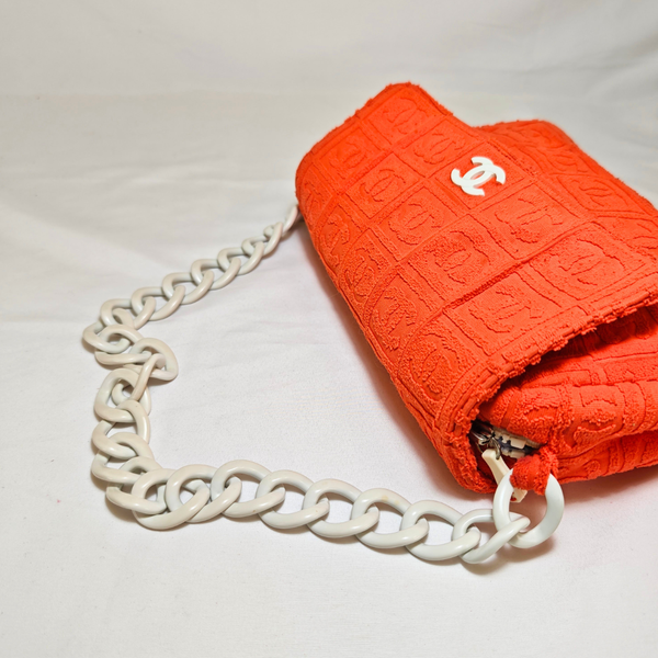 Load image into Gallery viewer, CHANEL Terry Cloth Orange Flap Bag