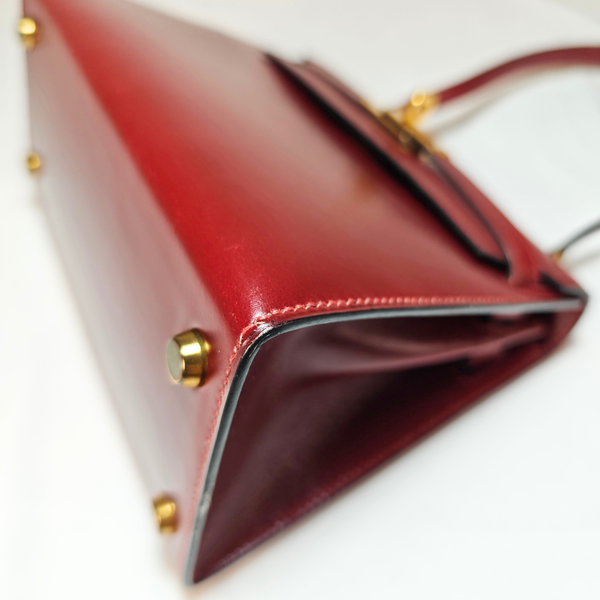 Load image into Gallery viewer, HERMES Mini Kelly 20 Box Calf Bordeaux Circle R Stamp 1988
