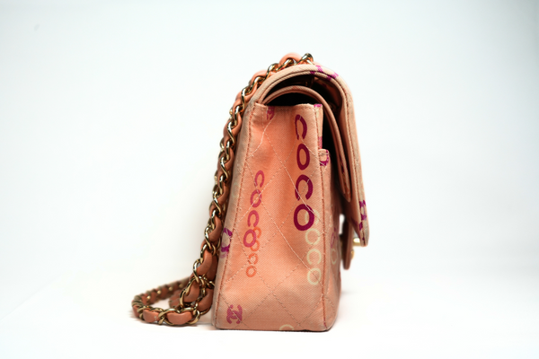 Load image into Gallery viewer, CHANEL COCO Classic Flap Bag Fabric Pink