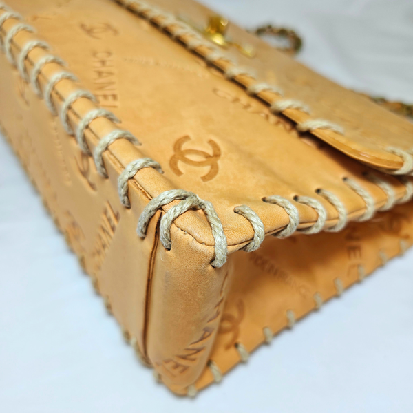 Load image into Gallery viewer, CHANEL Vintage Whipstitched Maxi Embossed Flap Bag