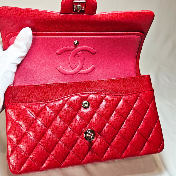 Load image into Gallery viewer, CHANEL Red Caviar Medium Classic Flap Bag