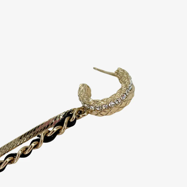 이미지를 갤러리 뷰어에 로드 , CHANEL Pale Gold Crystal Chain CC Long Drop Earrings