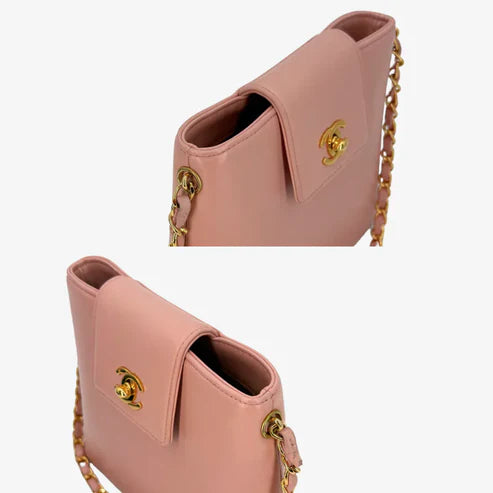 将图片加载到图库查看器,CHANEL Vintage Pink Lambskin Handbag