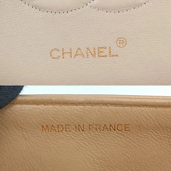 将图片加载到图库查看器,CHANEL Vintage Beige Lambskin 25cm Classic Flap Bag