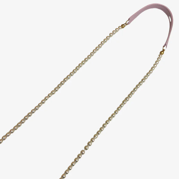 将图片加载到图库查看器,CHANEL Pink Calfskin Imitation Pearl Flap Card Holder With Chain