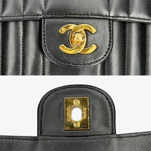 将图片加载到图库查看器,CHANEL Vintage Black Lambskin Vertical Flap Bag
