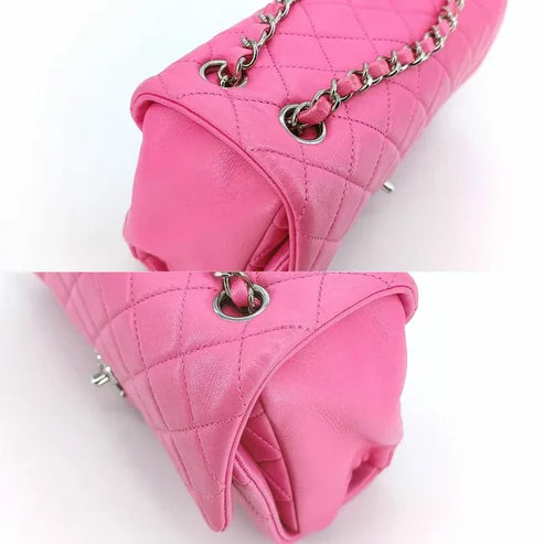 将图片加载到图库查看器,CHANEL Pink Lambskin Upside Down Flap Bag
