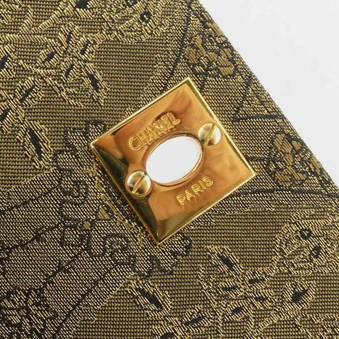 将图片加载到图库查看器,CHANEL Vintage Gold Nishijin Woven Flap Bag