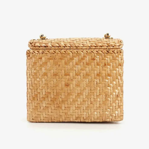 将图片加载到图库查看器,CHANEL Vintage Brown Rattan 17cm Mini Square Flap Bag