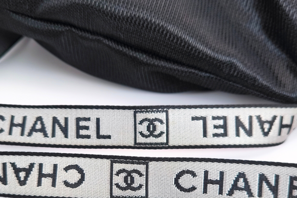 Load image into Gallery viewer, CHANEL Sport Line  Black Mesh Gray Logo  Play Strap Backpack
